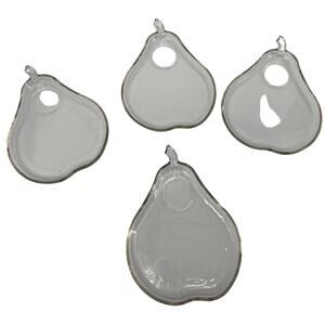 4 Set Vintage Lovely Glass Pear Shaped Snack Plates sandwich plate 8" x 6 3/4".